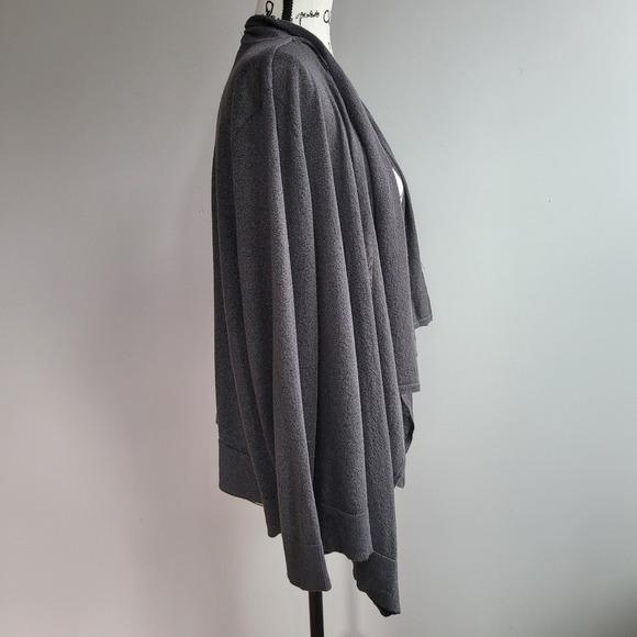 INC 3X silver grey glitter open front cardigan asymmetrical hem glam office moto - Picture 2 of 9
